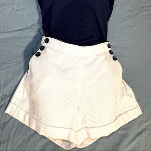 Banana Republic white and navy waffle  shorts.
